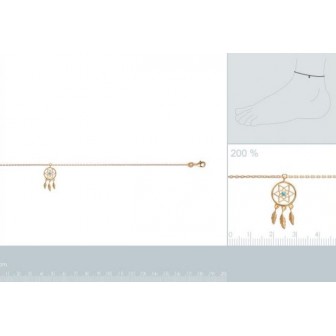 Chaîne cheville plaqué-or 750/000 3 microns pierres synthétiques 973016