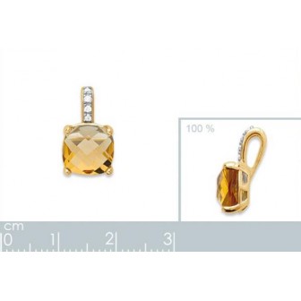 Pendentif plaqué-or 750/000 3 microns bicolore oz pierre synthétique 2766090