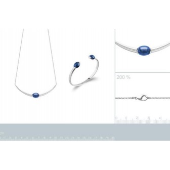 Jonc argent rhodiée 925/000 et pierre synthétique 87306258