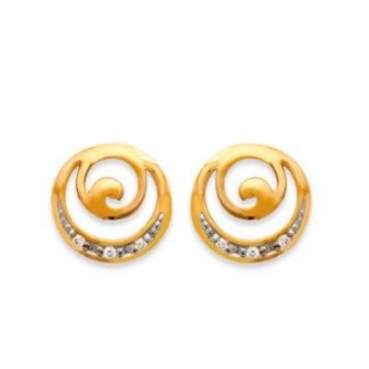 Boucles d'oreilles plaqué or 750/000 3 microns bicolore oz GHJ4411