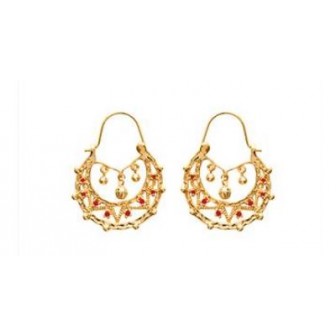 Créoles plaqué or 750/000 3 microns pierres synthétiques