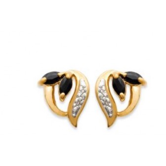 Boucles d'oreilles plaqué or 750/000 3 microns bicolore pierre véritable