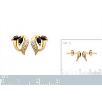 Boucles d'oreilles plaqué or 750/000 3 microns bicolore pierre véritable