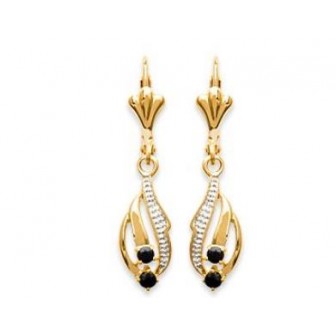 Boucles d'oreilles plaqué or 750/000 3 microns bicolore pierre véritable 