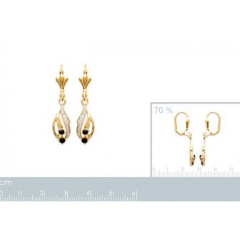 Boucles d'oreilles plaqué or 750/000 3 microns bicolore pierre véritable 