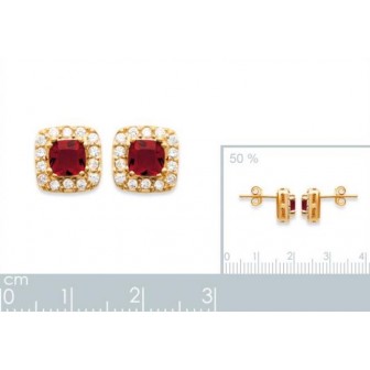 Boucles d'oreilles plaqué or 750/000 3 microns oz pierre synthétique -