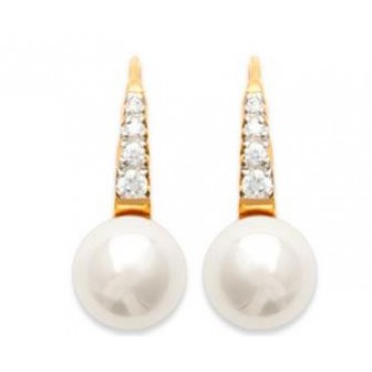 Boucles d'oreilles plaqué or 750/000 3 microns bicolore oz imitation perle KLM55114