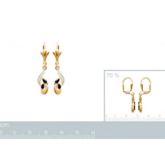 Boucles d'oreilles plaqué-or 750/000 3 microns bicolore pierre véritable 