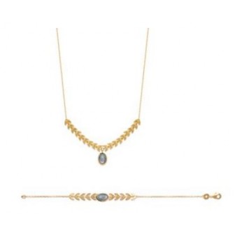 Collier plaqué-or 750/000 3 microns Labradorite 97VGY345