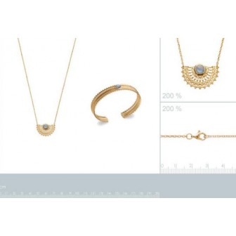 Jonc plaqué-or 750/000 3 microns Labradorite 97308758