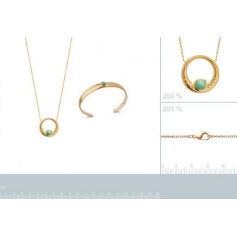 Collier plaqué-or 750/000 3 microns Aventurine 97307745