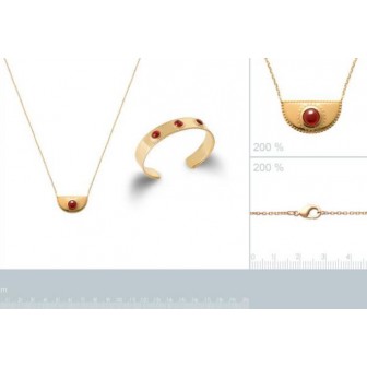 Collier plaqué-or 750/000 3 microns pierre synthétique 97307245