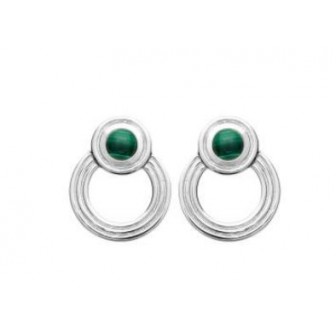 Boucles d'oreilles argent rhodié 925/000 Pierre Malachite 1561950