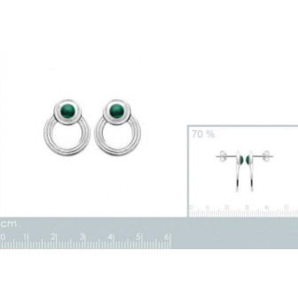 Boucles d'oreilles argent rhodié 925/000 Pierre Malachite 1561950