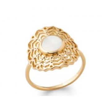 Bague plaqué-or 750/000 5 microns Pierre Demi Lune 2CVB510