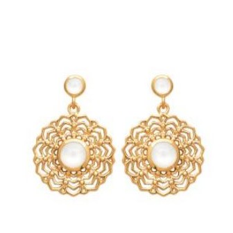 Boucles d'oreilles plaqué-or 750/000 3 microns Pierre Demi Lune 2562610