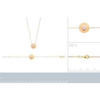 Collier plaqué-or 750/000 3 microns Quarts Rose 228168045