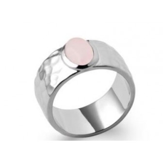 Bague argent rhodié 925/000 Quartz Rose 1CVB180