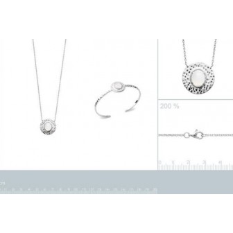 Jonc argent rhodié 925/000 Pierre Demi Lune 87314358