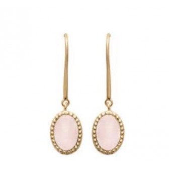 Boucles d'oreilles plaqué-or 750/000 3 microns Pierre Quartz Rose 2559280