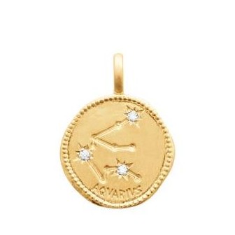 Pendentif zodiaque constellation verseau plaqué-or 750/000 3 microns oz 27687101