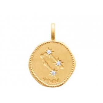 Pendentif zodiaque constellation gémeaux plaqué-or 750/000 3 microns oz 27ASX105