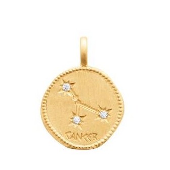 Pendentif zodiaque constellation Cancer plaqué-or 750/000 3 microns oz 27ASX106