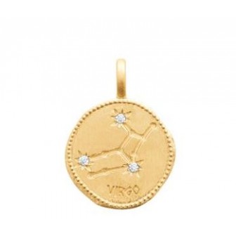 Pendentif zodiaque constellation Vierge plaqué-or 750/000 3 microns oz 27ASX108