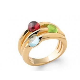 Bague plaqué-or 750/000 5 microns pierres véritables 2ASX405