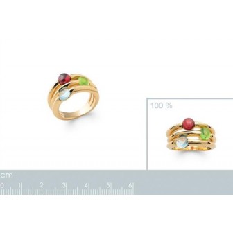 Bague plaqué-or 750/000 5 microns pierres véritables 2281405