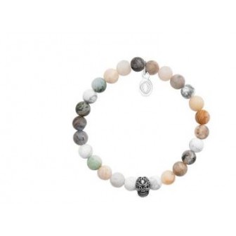 bracelet acier 316 L et pierres naturelles Howlite et Agate EDC032