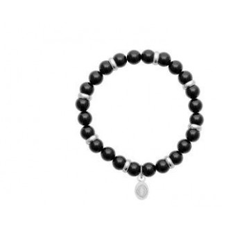 Bracelet acier 316 L et pierre agate noire EDC024