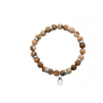 Bracelet acier 316 L et pierre naturelle Jaspe marron 312018