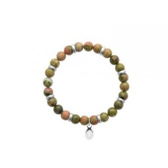 Bracelet acier 316 L et pierre naturelle Unakite EDC014