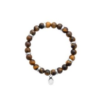 Bracelet acier 316 L et pierre naturelle oeil de tigre EDC023