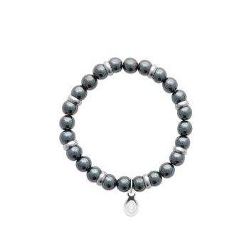 Bracelet acier 316 L et pierre naturelle Hematite EDC021