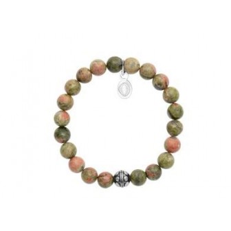 Bracelet acier 316 L et pierre naturelle Unakite EDC044