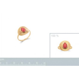 Bague plaqué-or 750/000 5 microns et pierre synthétique 2281720