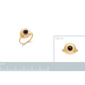 Bague plaqué-or 750/000 5 microns pierre Agate noire 2281607