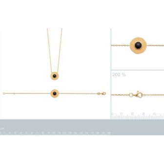 Collier plaqué-or 750/000 3 microns Pierre Agate noire 97322045