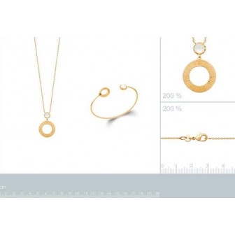 Collier plaqué-or 750/000 3 microns Pierre de Lune 97324745