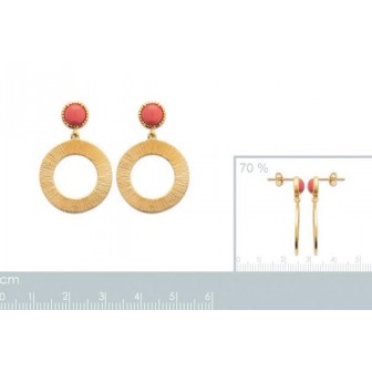 Boucles d'oreilles plaqué-or 750/000 3 microns Pierre synthétique 2566520