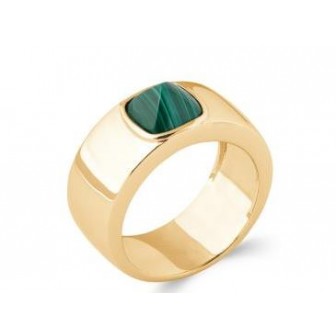Bague plaqué-or 750/000 5 microns Pierre Malachite 2EDC050