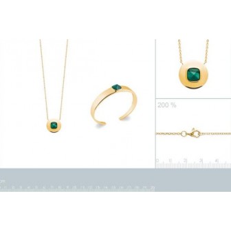 Collier plaqué-or 750/000 3 microns Pierre Malachite 97319345