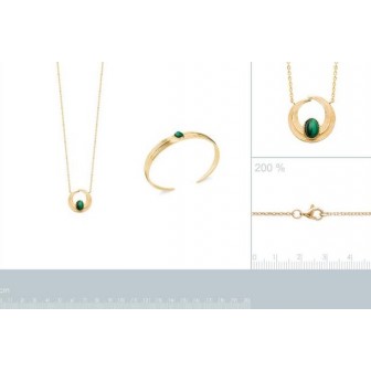 Jonc plaqué-or 750/000 3 microns Pierre Malachite 97320758