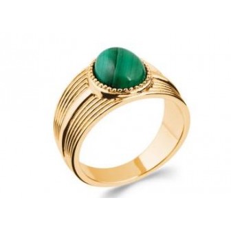 Bague plaqué-or 750/000 5 microns Pierre Malachite 2286050