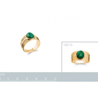 Bague plaqué-or 750/000 5 microns Pierre Malachite 2286050