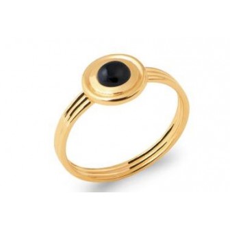 Bague plaqué-or 750/000 5 microns pierre Agate noire 2281207