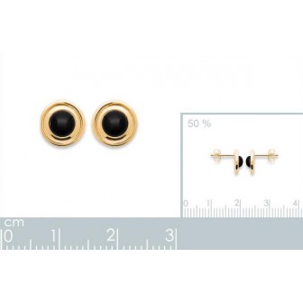 Boucles d'oreilles plaqué-or 750/000 3 microns pierre Agate noire 2565107