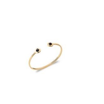 Jonc plaqué-or 750/000 3 microns Pierre Agate noire 97322358